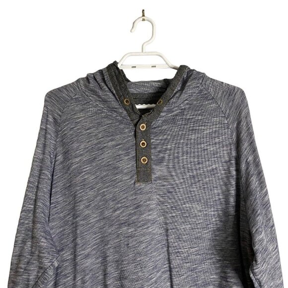 Salute by Levelwear Men's Heather Blue Sweatshirt Henley Hoodie - Picture 2 of 7